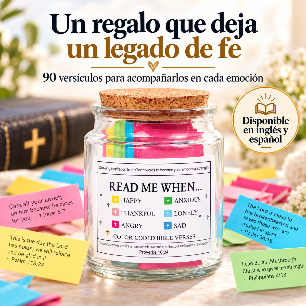 Frasco de 90 Versículos Bíblicos – Faithly Made