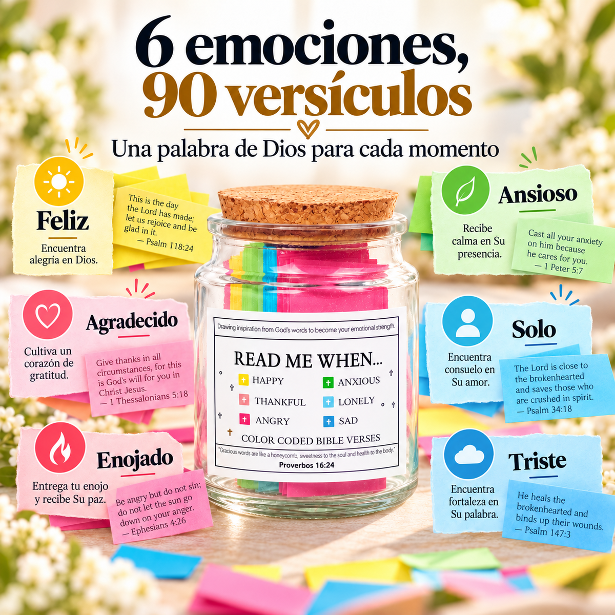 Frasco de 90 Versículos Bíblicos – Faithly Made