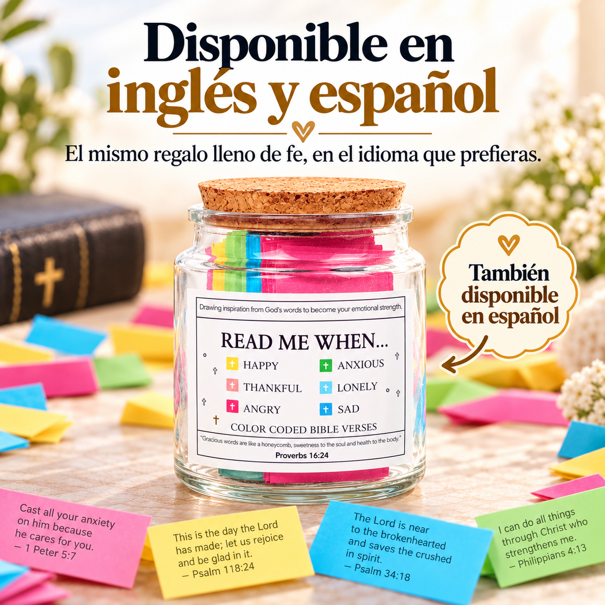 Frasco de 90 Versículos Bíblicos – Faithly Made