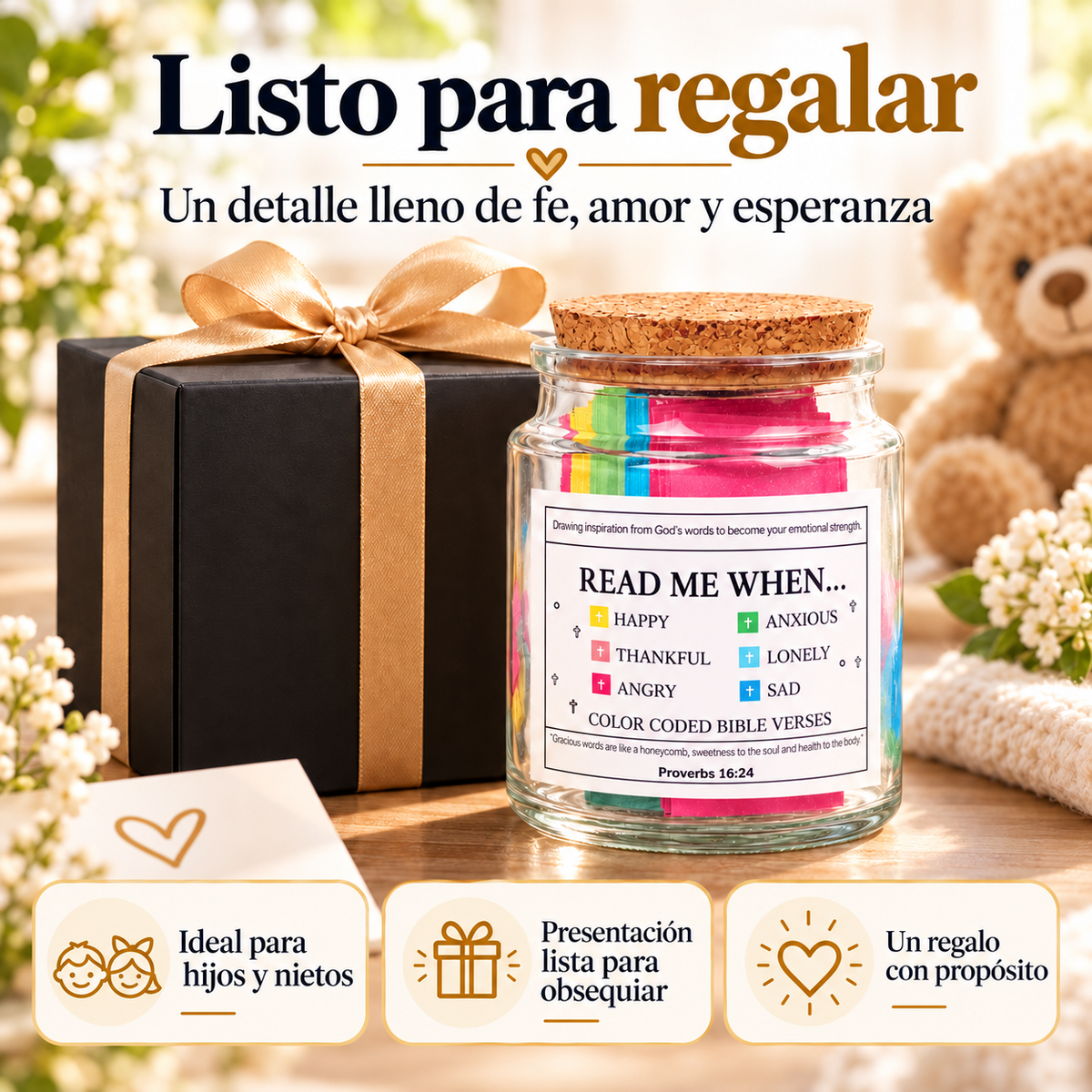 Frasco de 90 Versículos Bíblicos – Faithly Made